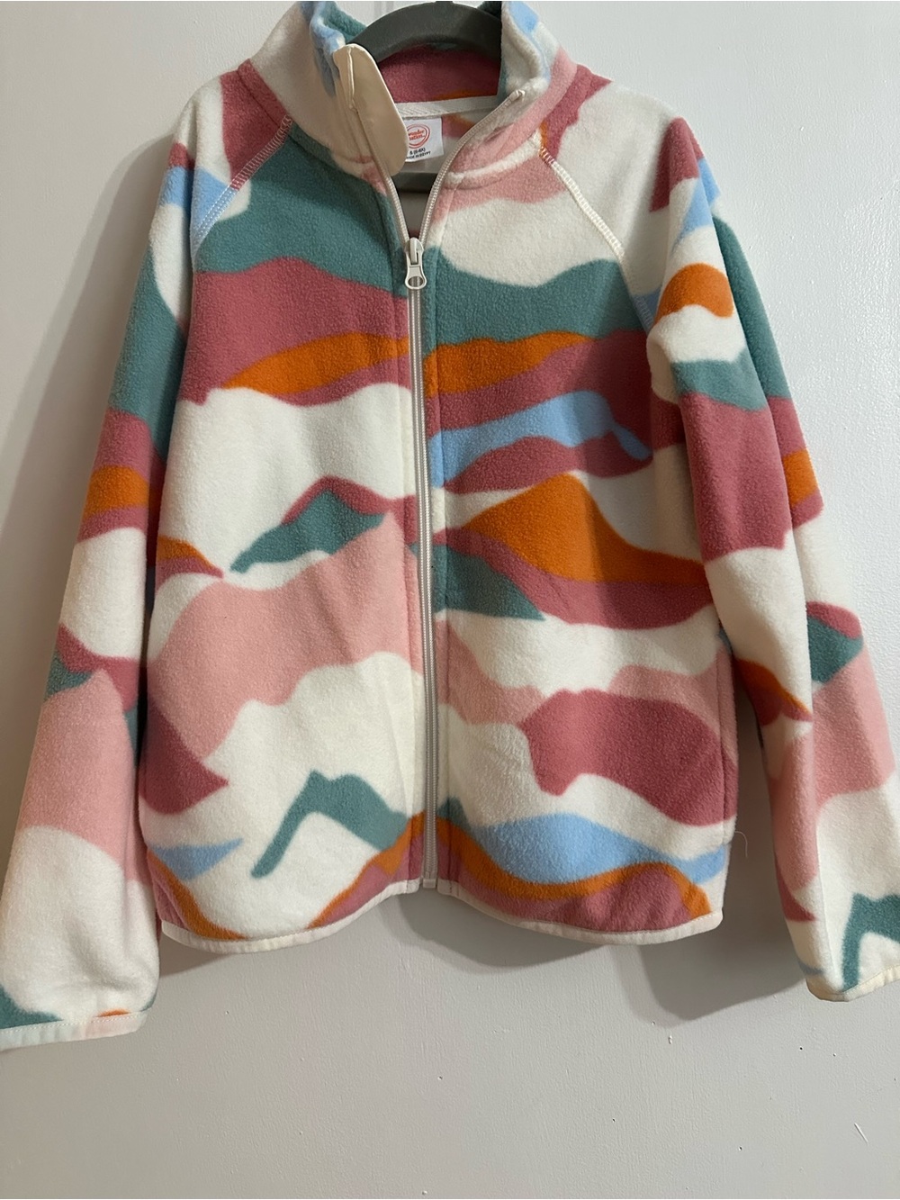 Kids Zip-Up Fleece Jacket in Multi-Color Wave Print